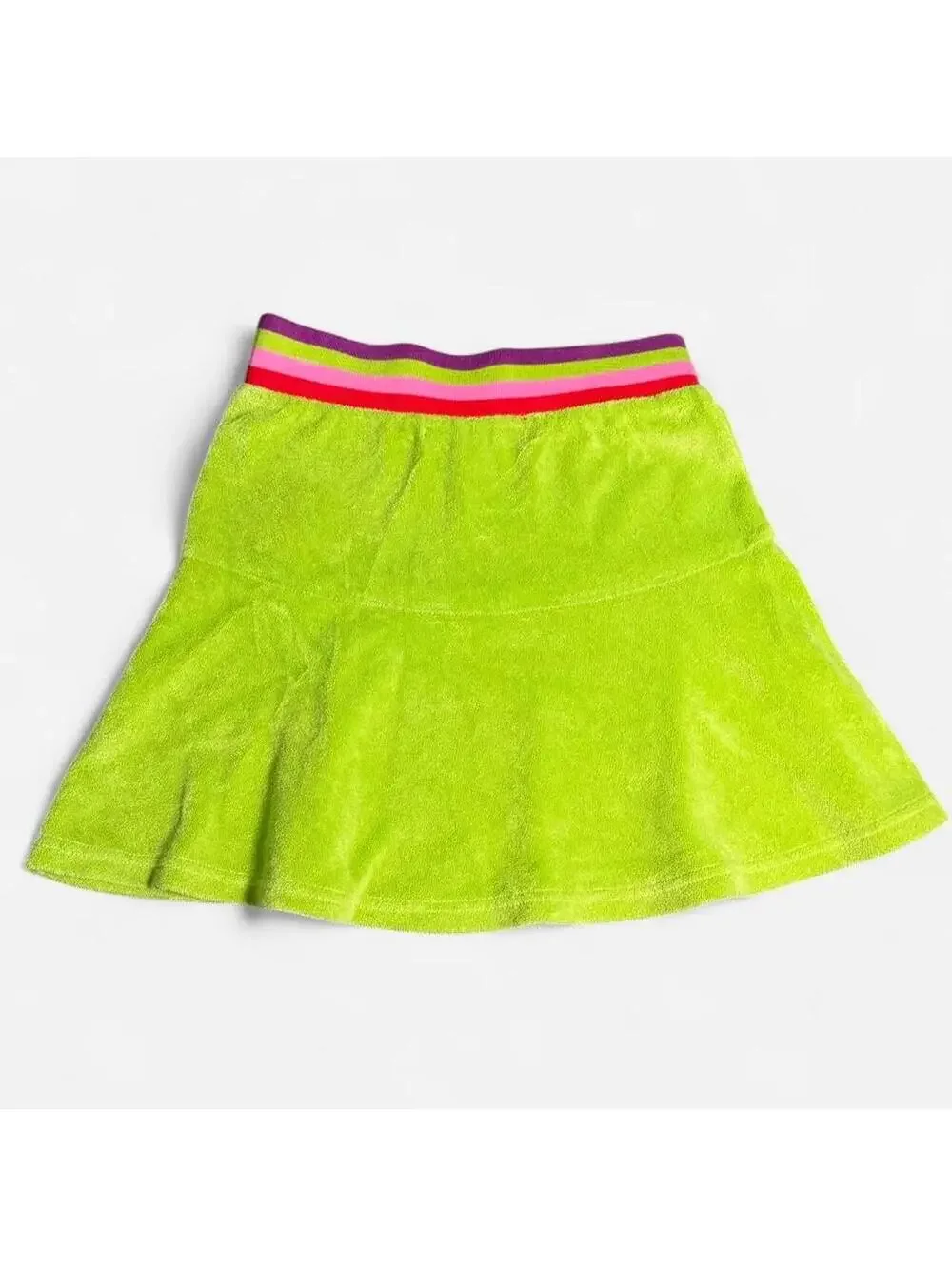 Rare Y2K Guess Jeans Girls Medium 7/8 Neon Lime Terry Mini Skirt
